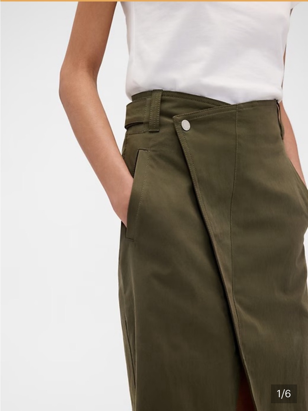 Olive Women’s Pencil Cargo Skirt with Wrap Front/ NWT/ 10